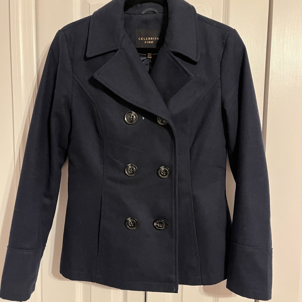 Celebrity Pink Navy Pea Coat